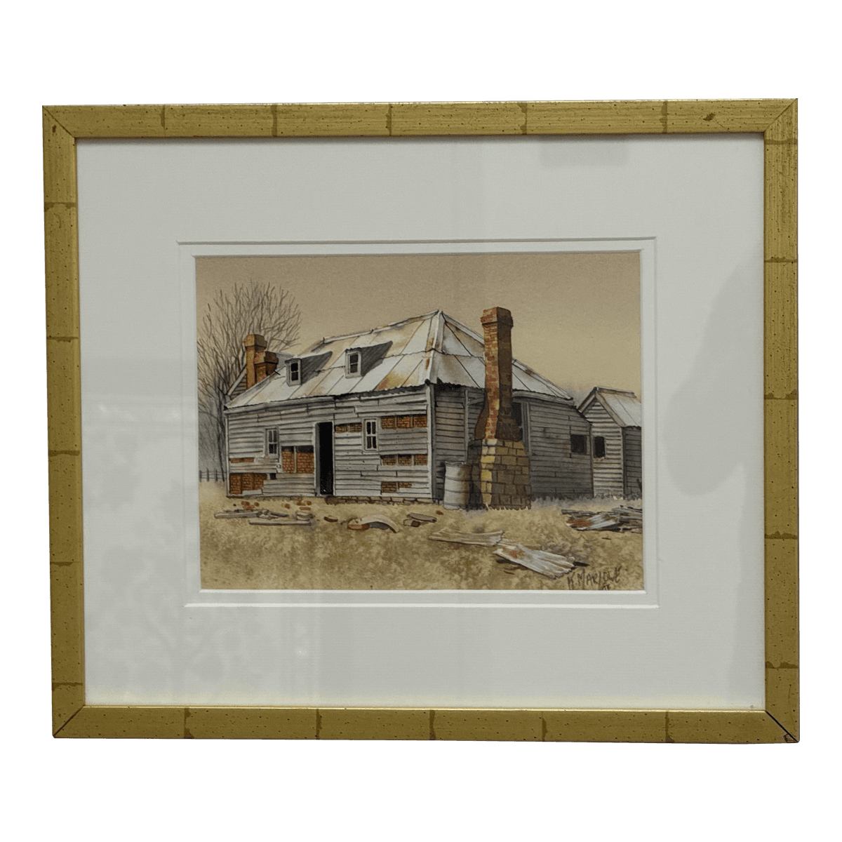 Karen Marlowe "Old Cottage, Broadmarsh" Original Watercolor, Framed - Thumbnail 2