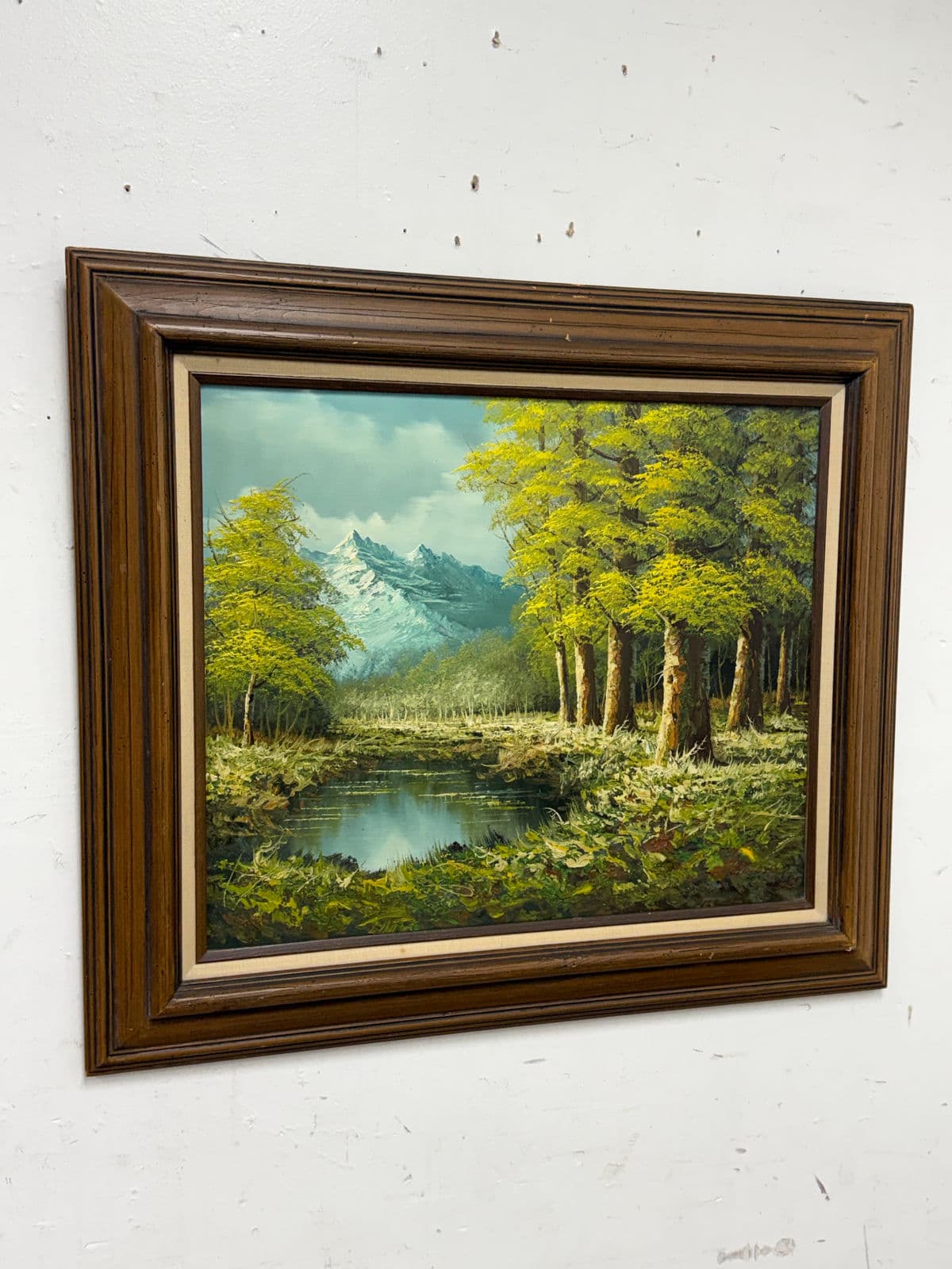 Vintage Landscape of Mountainous Meadow With Stream, Framed + Signed - Thumbnail 4