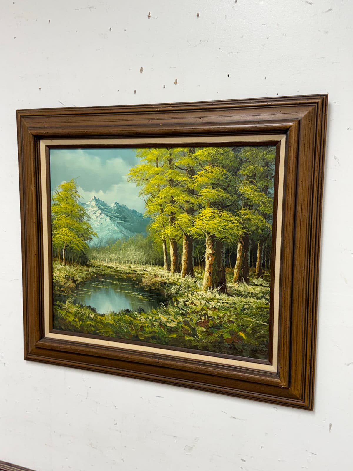 Vintage Landscape of Mountainous Meadow With Stream, Framed + Signed - Thumbnail 3