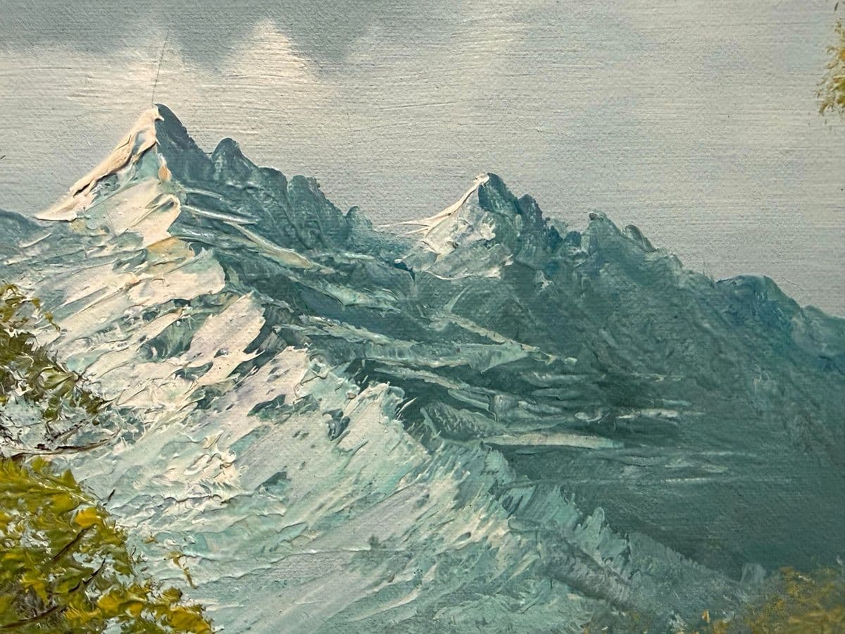 Vintage Landscape of Mountainous Meadow With Stream, Framed + Signed - Thumbnail 6