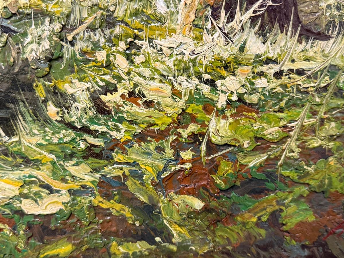 Vintage Landscape of Mountainous Meadow With Stream, Framed + Signed - Thumbnail 12