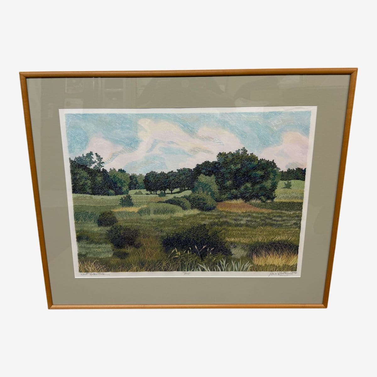 Gordon Mortensen "West Baker Park 1977" Woodcut Original, Signed - Image 1