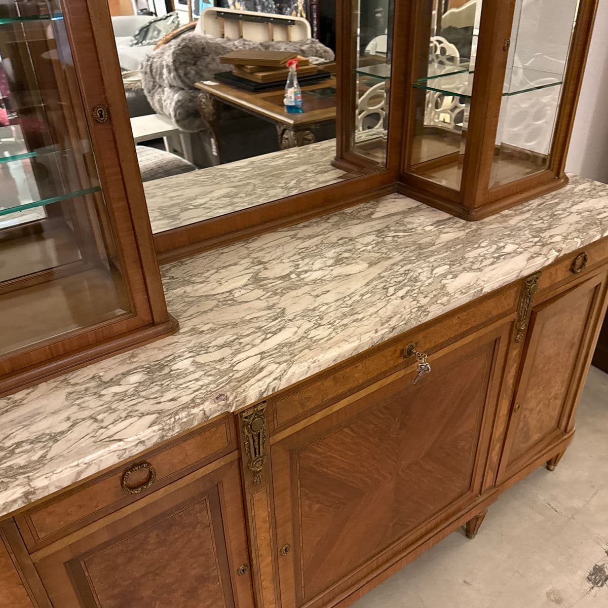 Antique French Louis XVI Revival Sideboard + Mirror - Thumbnail 13