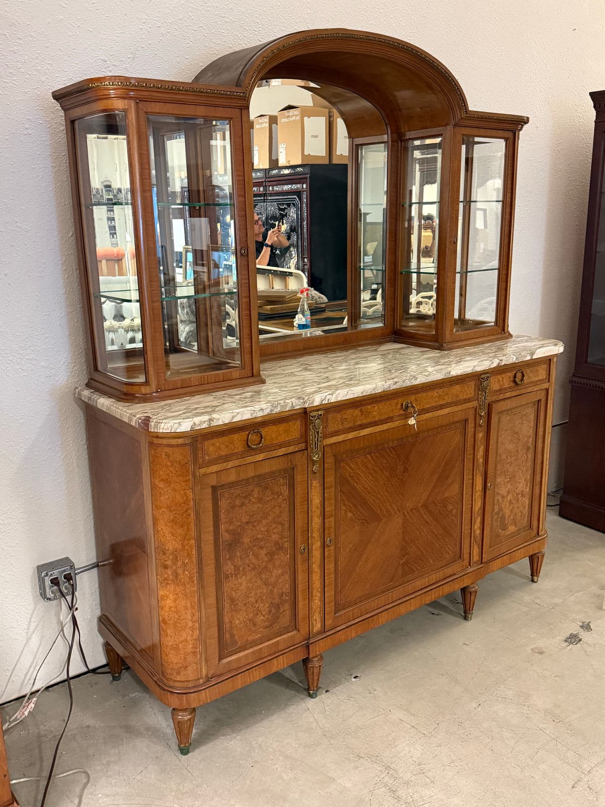 Antique French Louis XVI Revival Sideboard + Mirror - Thumbnail 8