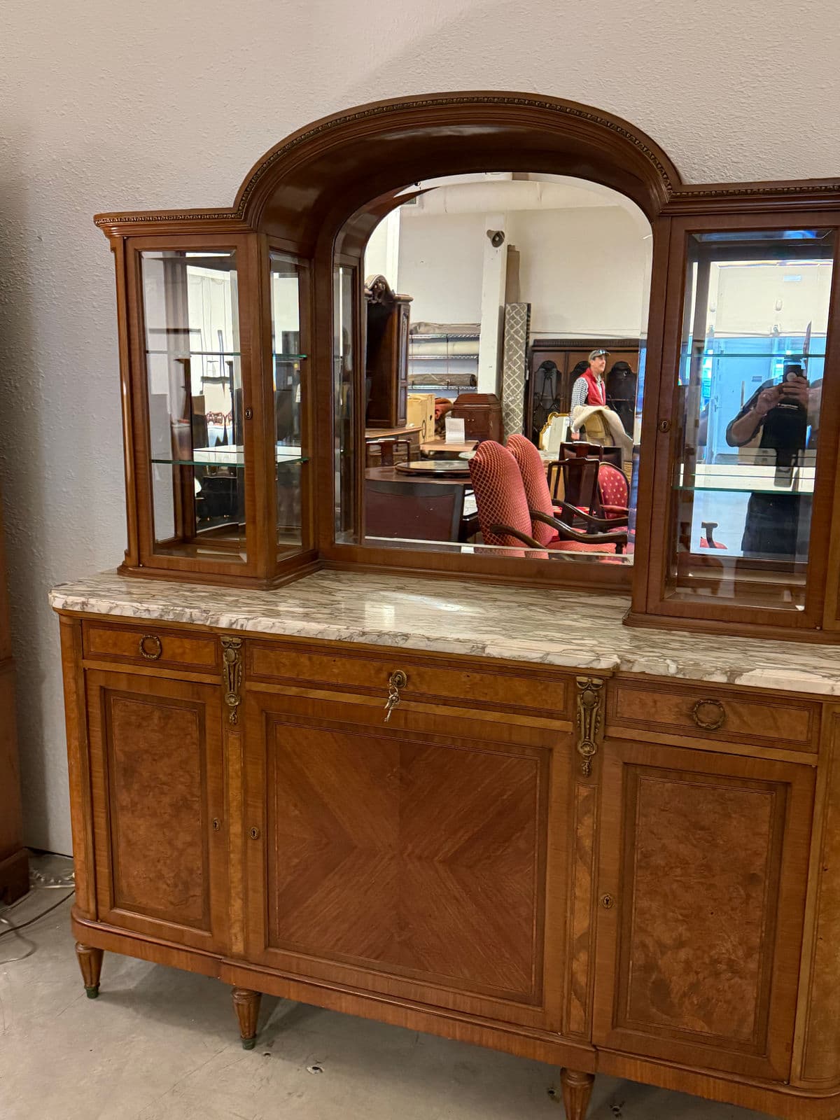 Antique French Louis XVI Revival Sideboard + Mirror - Thumbnail 6