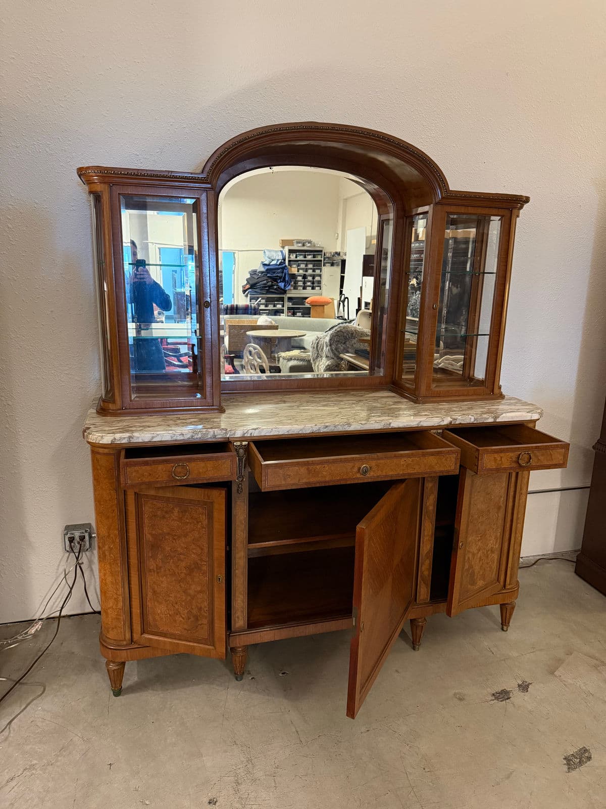 Antique French Louis XVI Revival Sideboard + Mirror - Thumbnail 4