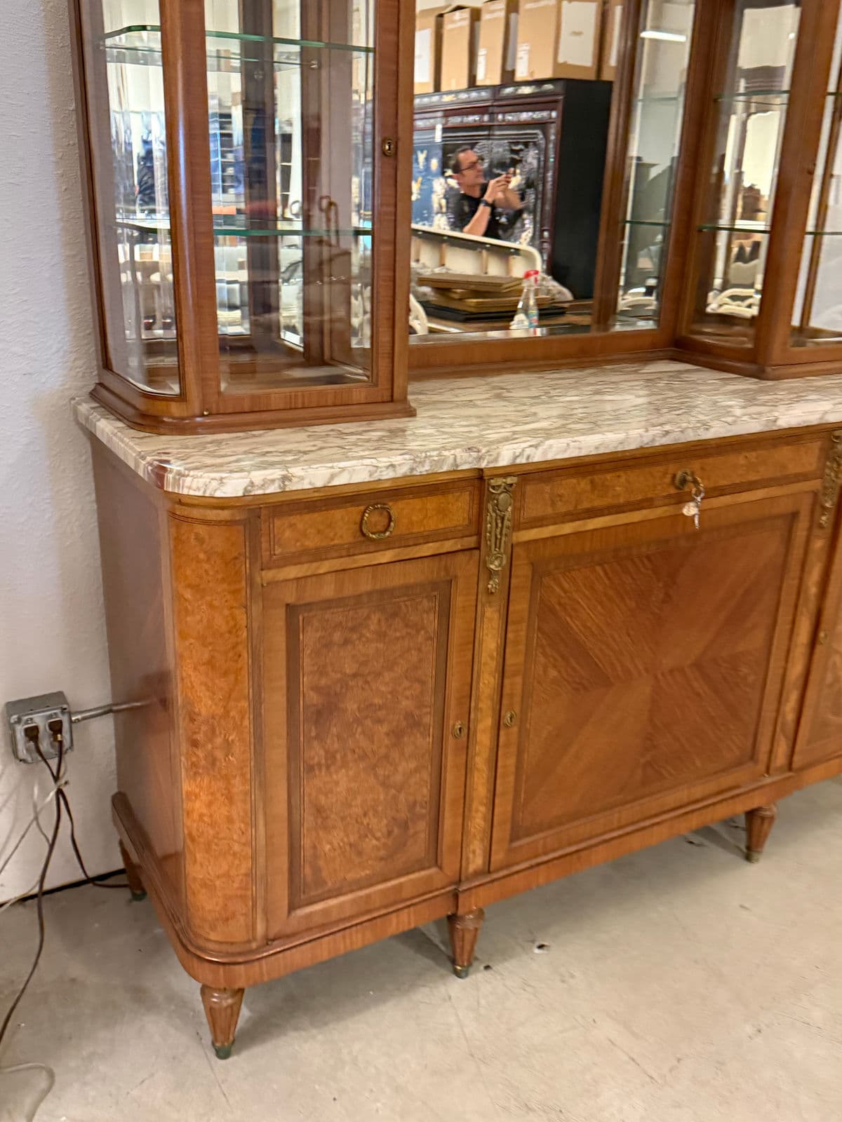 Antique French Louis XVI Revival Sideboard + Mirror - Thumbnail 9