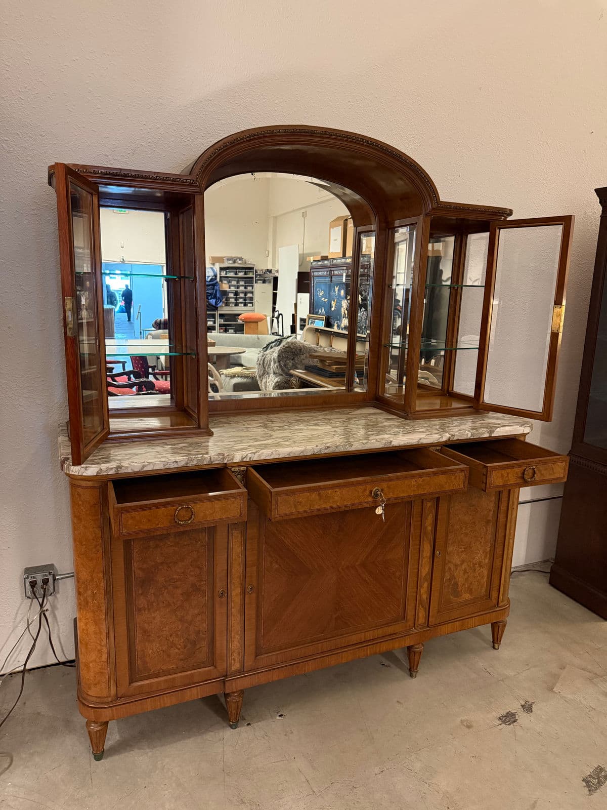 Antique French Louis XVI Revival Sideboard + Mirror - Thumbnail 5