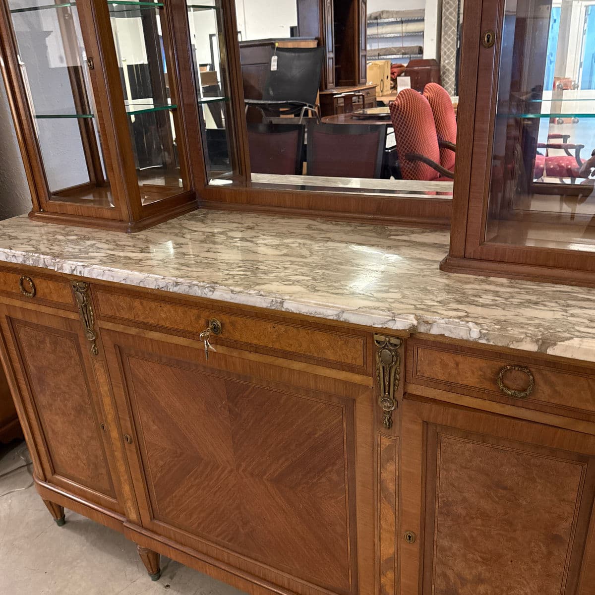 Antique French Louis XVI Revival Sideboard + Mirror - Thumbnail 10