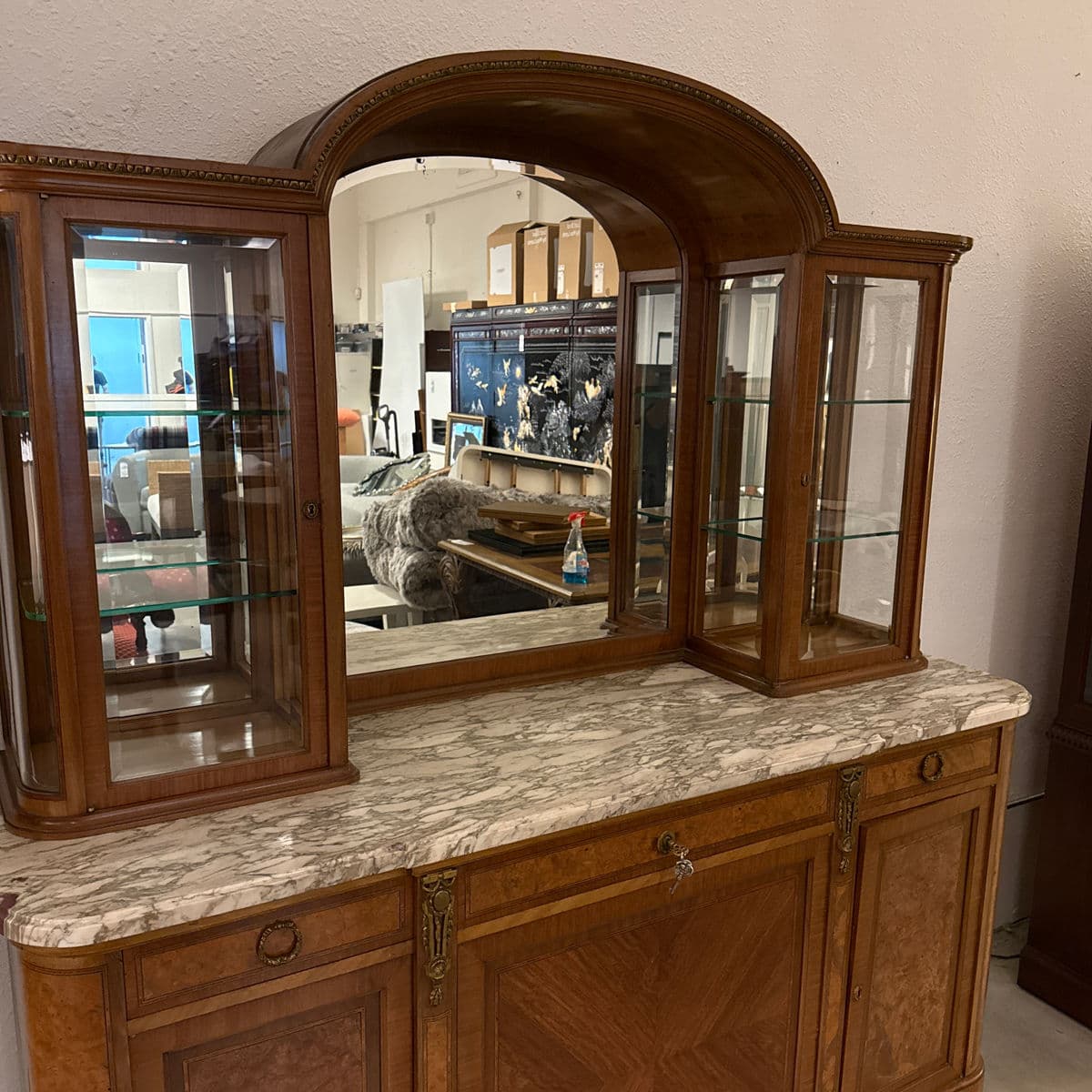 Antique French Louis XVI Revival Sideboard + Mirror - Thumbnail 12