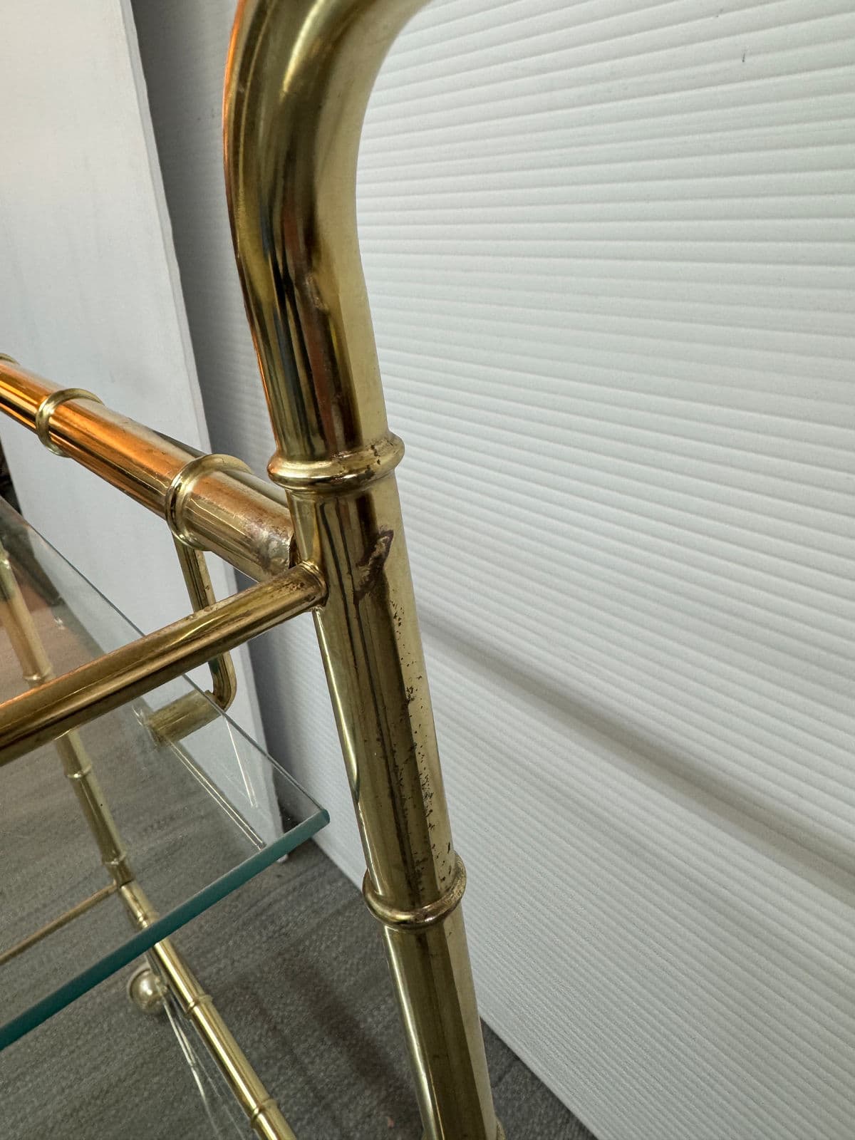 Hollywood Regency Double Handle Brass Bar Cart - Thumbnail 9