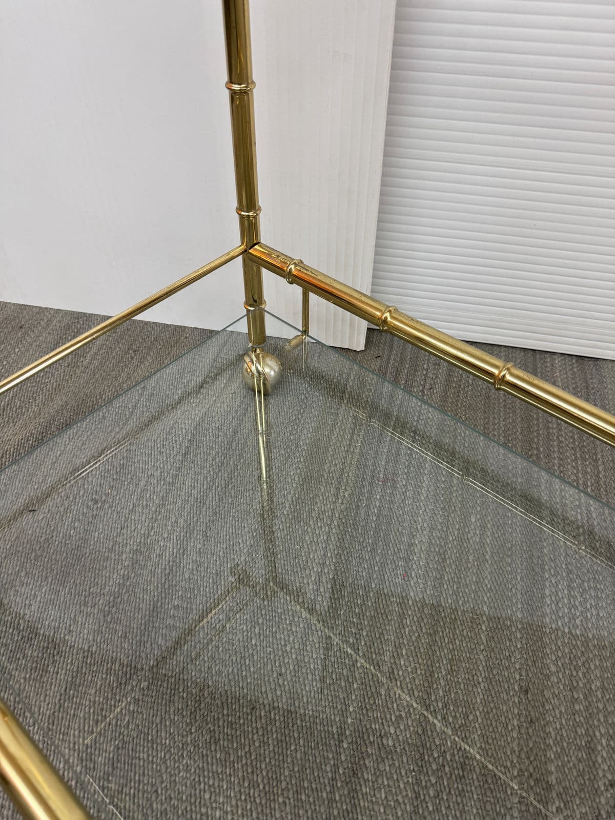 Hollywood Regency Double Handle Brass Bar Cart - Thumbnail 5