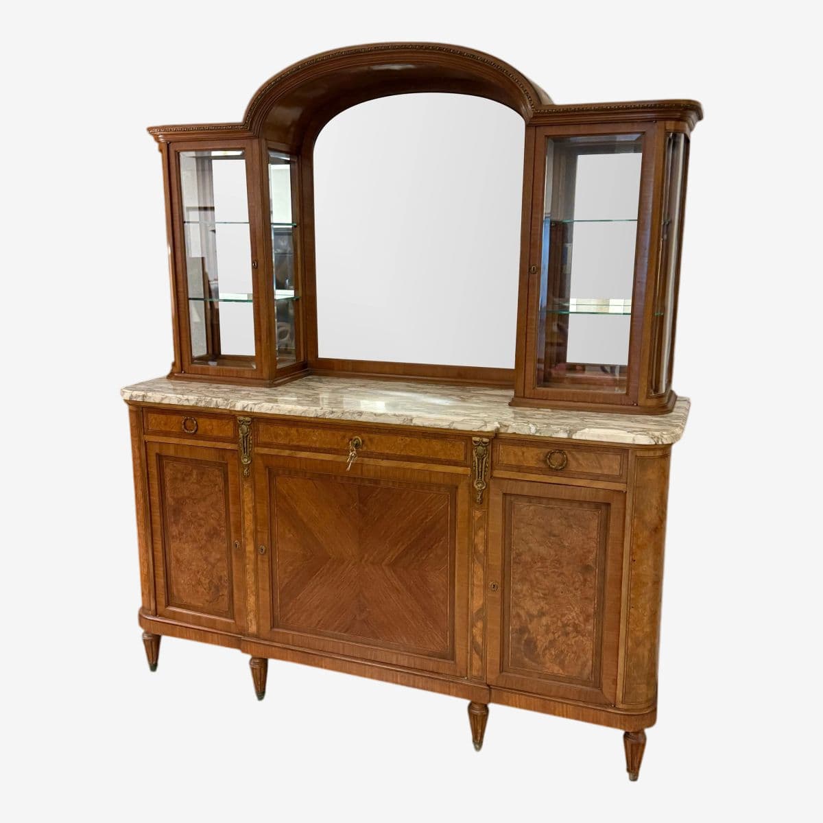 Antique French Louis XVI Revival Sideboard + Mirror - Image 1