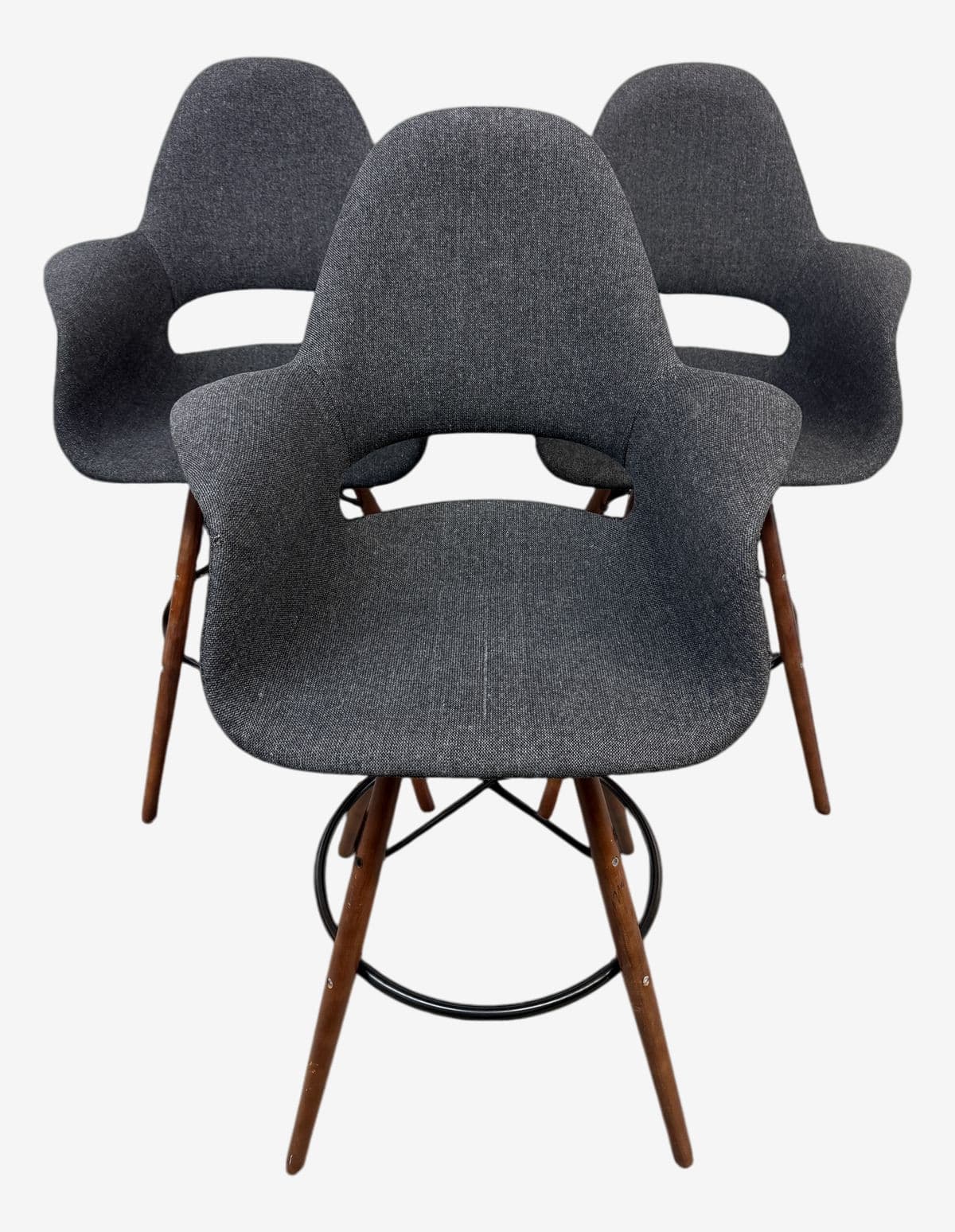 Dot & Bo Tete-a-Tete Gray Flannel Bar Stools, Set of Three - Image 1