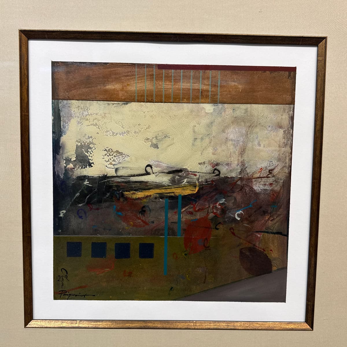 Abstract Mixed Media Art Work, Framed With Museum Glass - Thumbnail 3