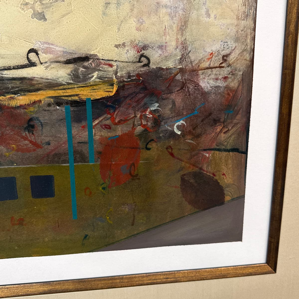 Abstract Mixed Media Art Work, Framed With Museum Glass - Thumbnail 5