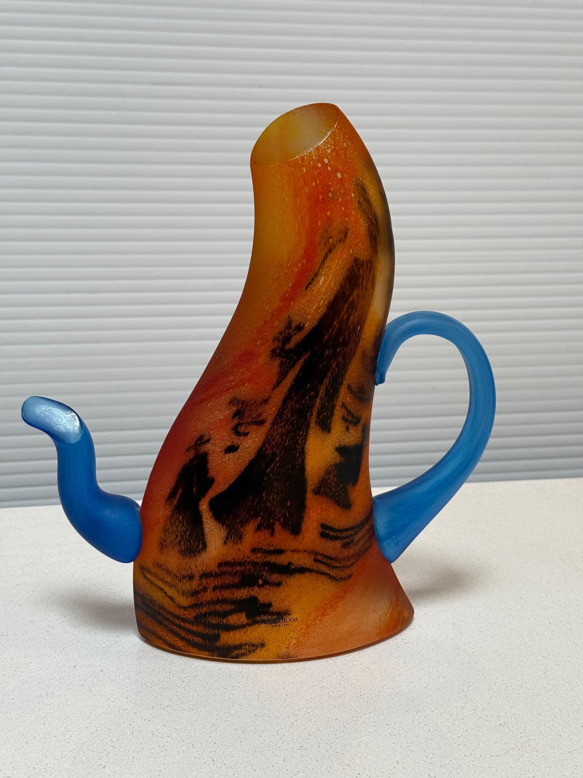 Circa 1980's Kjell Engman for Kosta Boda Limited Edition Teapot Art Glass Sculpture - Thumbnail 3