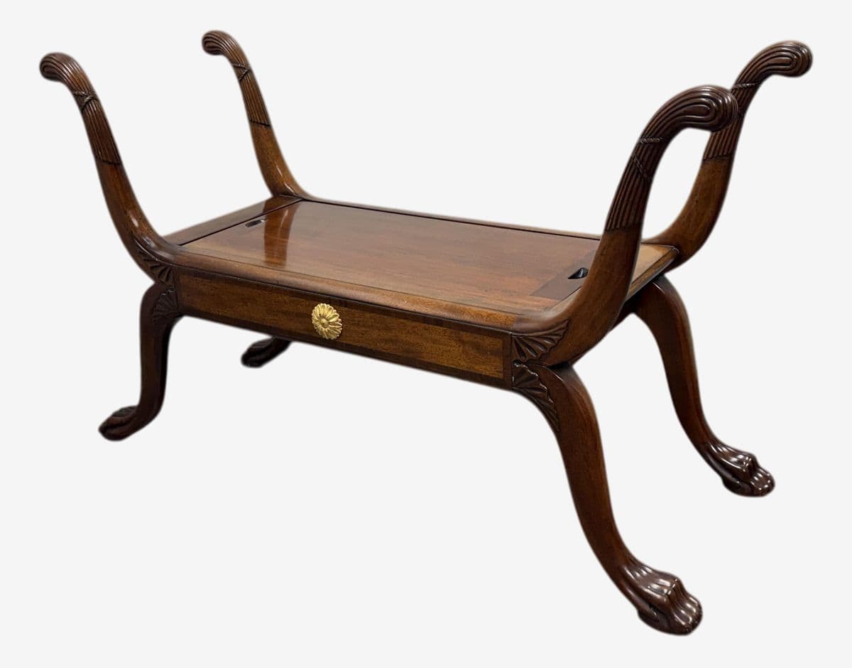 Burton Ching Regency Mahogany Curule Bench - Image 1