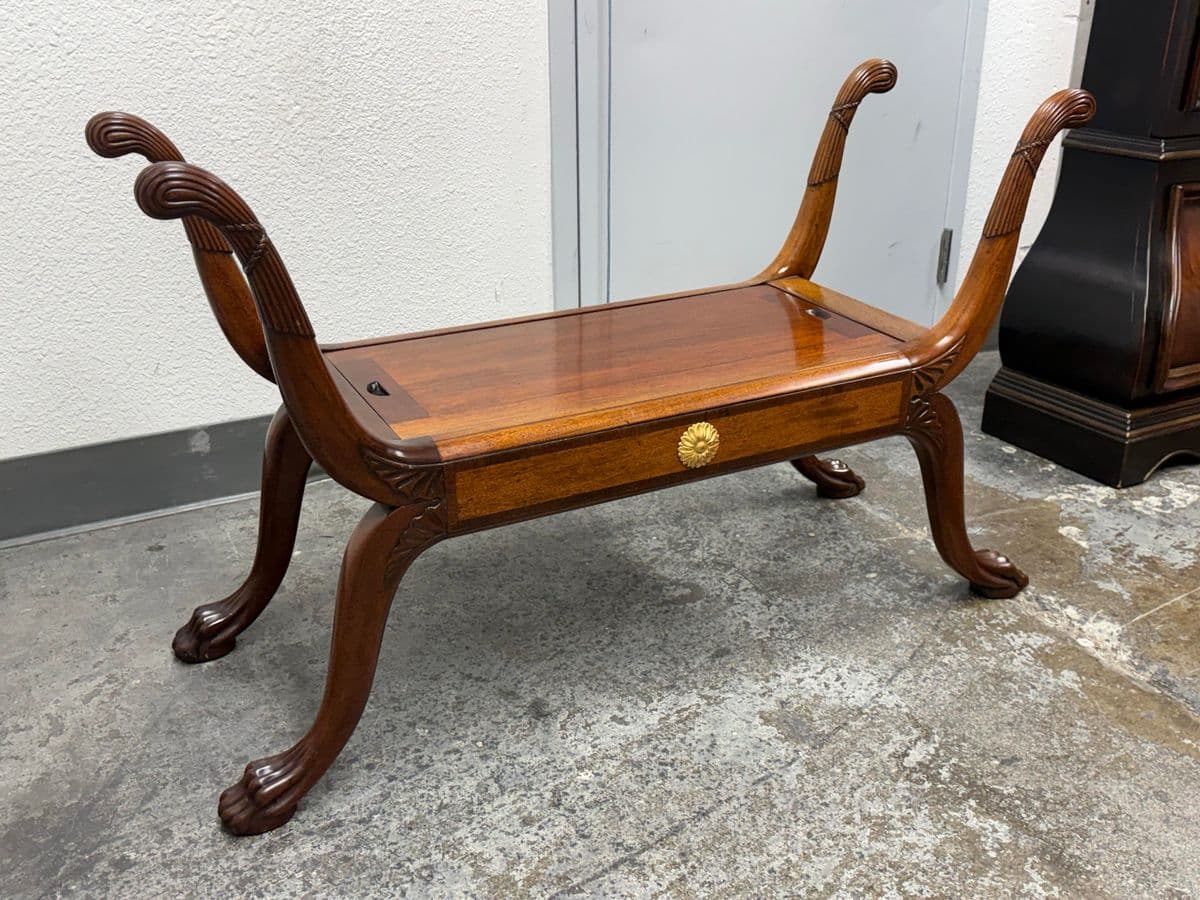 Burton Ching Regency Mahogany Curule Bench - Thumbnail 4