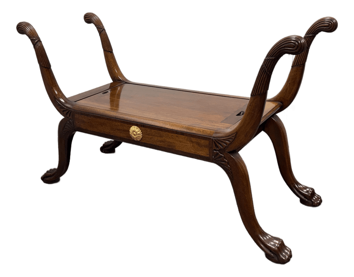 Burton Ching Regency Mahogany Curule Bench - Thumbnail 2