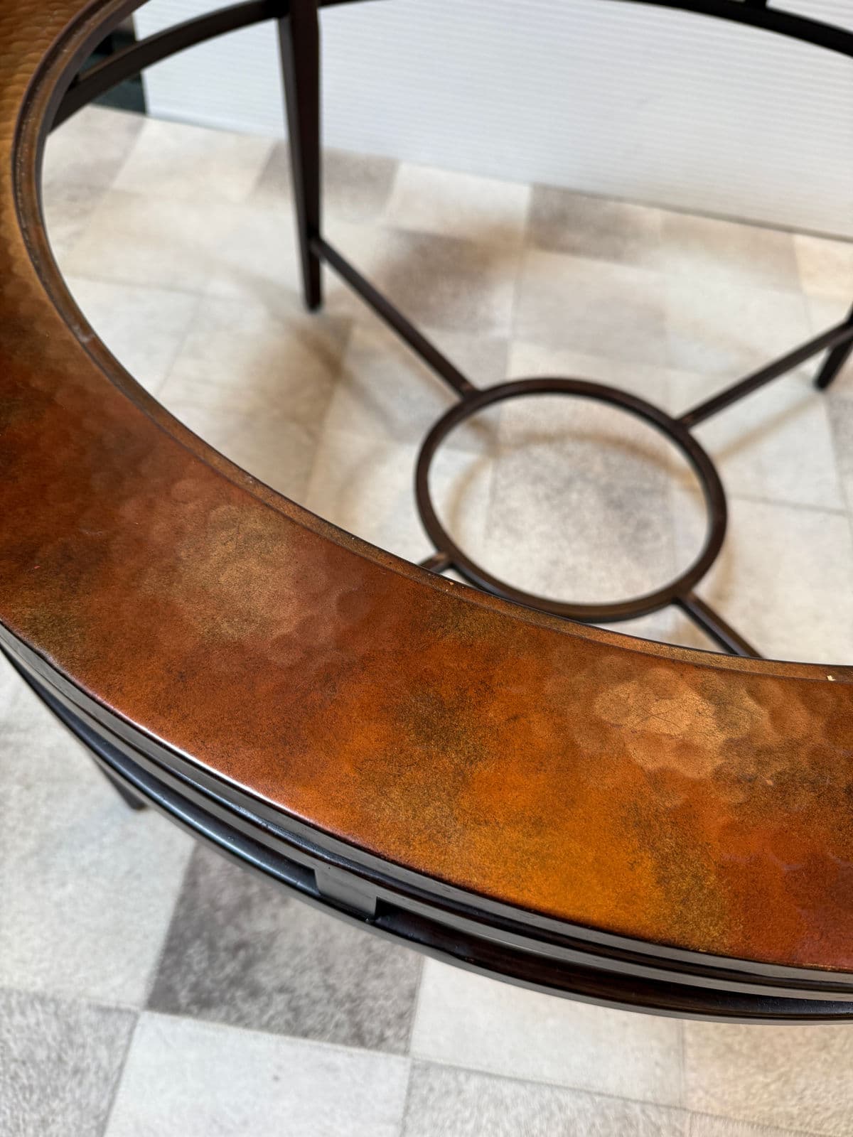 Contemporary Hand Hammered Copper + Glass Coffee Table - Thumbnail 7