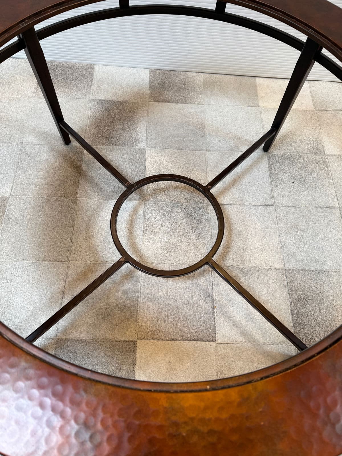 Contemporary Hand Hammered Copper + Glass Coffee Table - Thumbnail 9