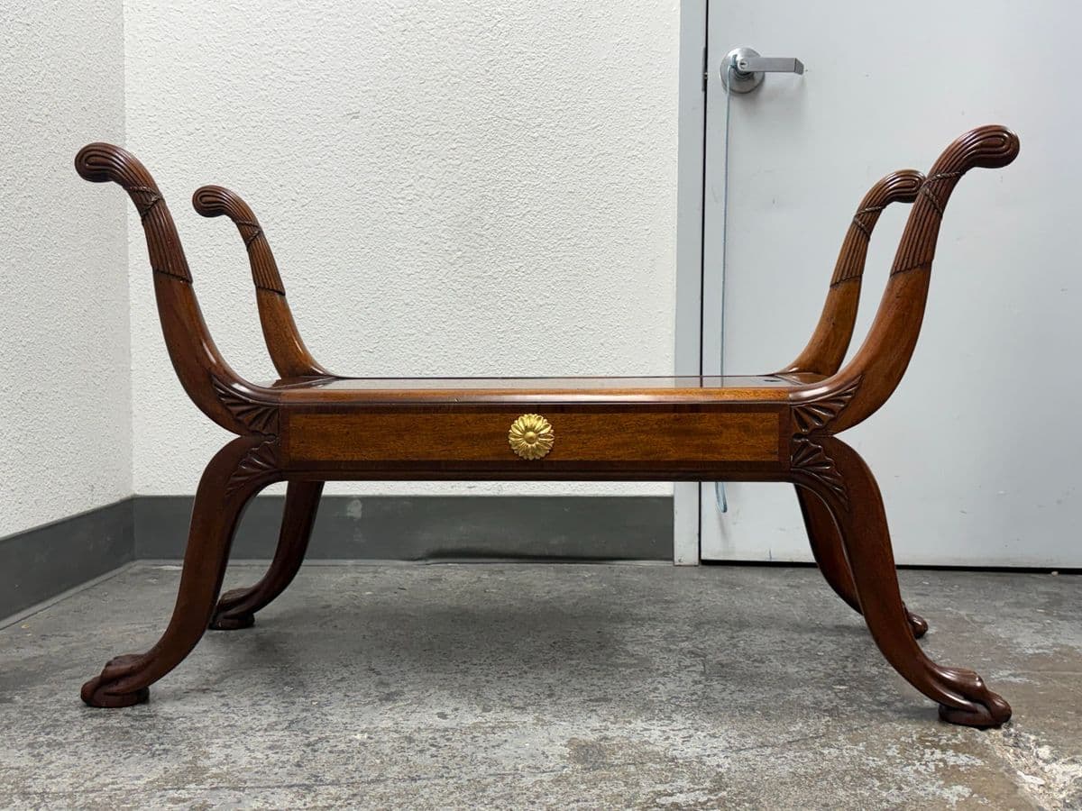 Burton Ching Regency Mahogany Curule Bench - Thumbnail 5