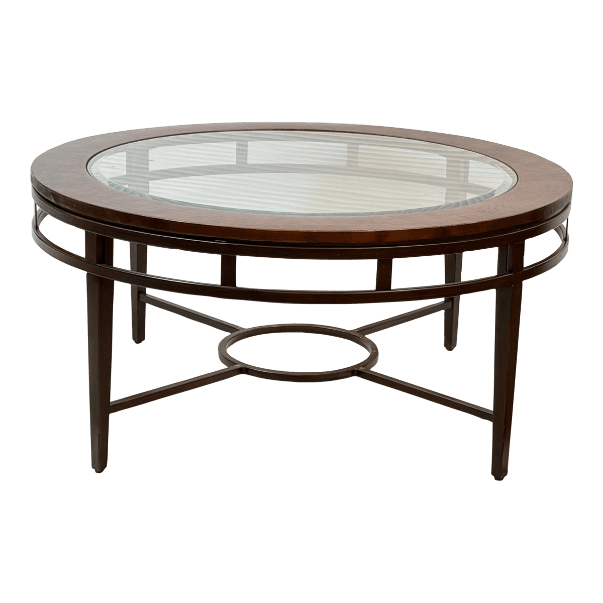 Contemporary Hand Hammered Copper + Glass Coffee Table - Thumbnail 2