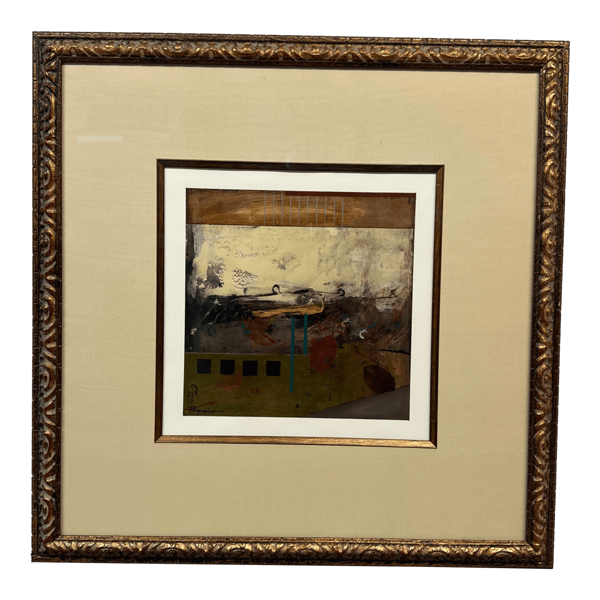 Abstract Mixed Media Art Work, Framed With Museum Glass - Thumbnail 2