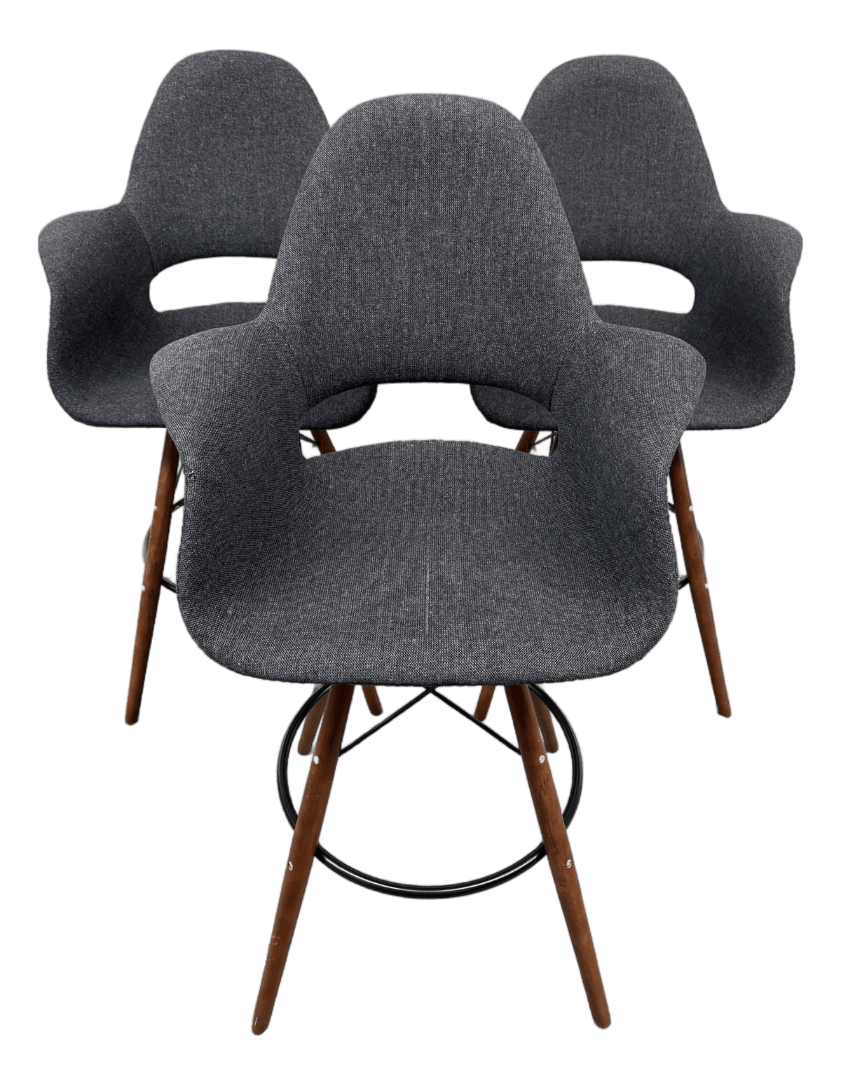 Dot & Bo Tete-a-Tete Gray Flannel Bar Stools, Set of Three - Thumbnail 2