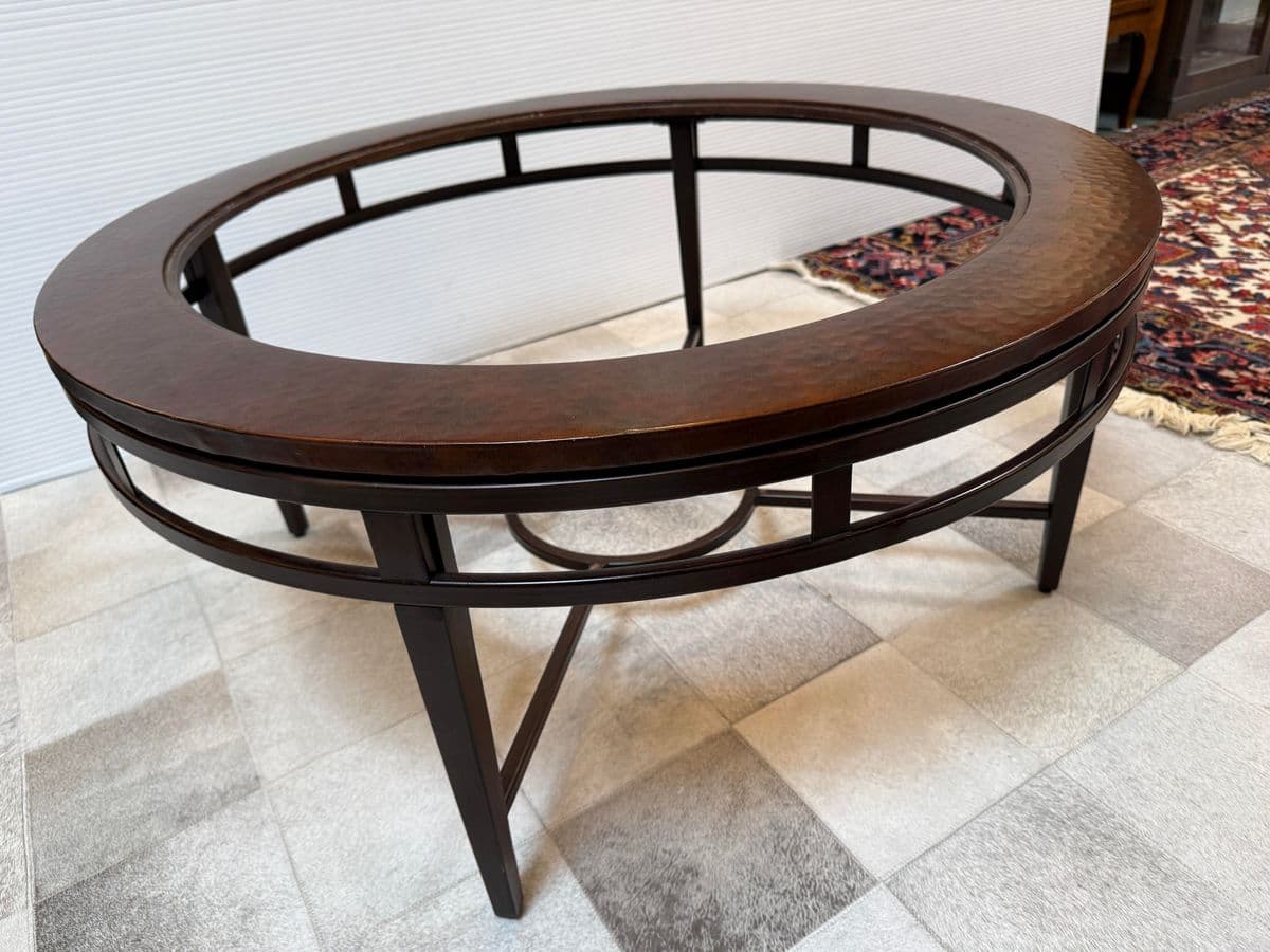 Contemporary Hand Hammered Copper + Glass Coffee Table - Thumbnail 8