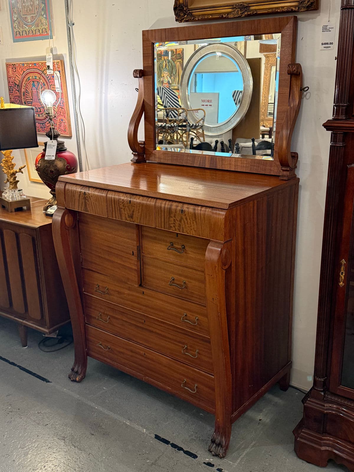 Antique Claw Foot Dresser + Mirror - Thumbnail 6