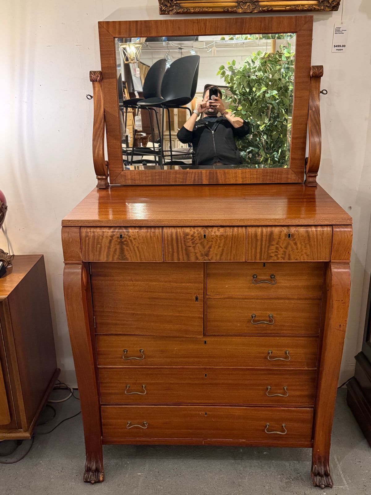 Antique Claw Foot Dresser + Mirror - Thumbnail 4