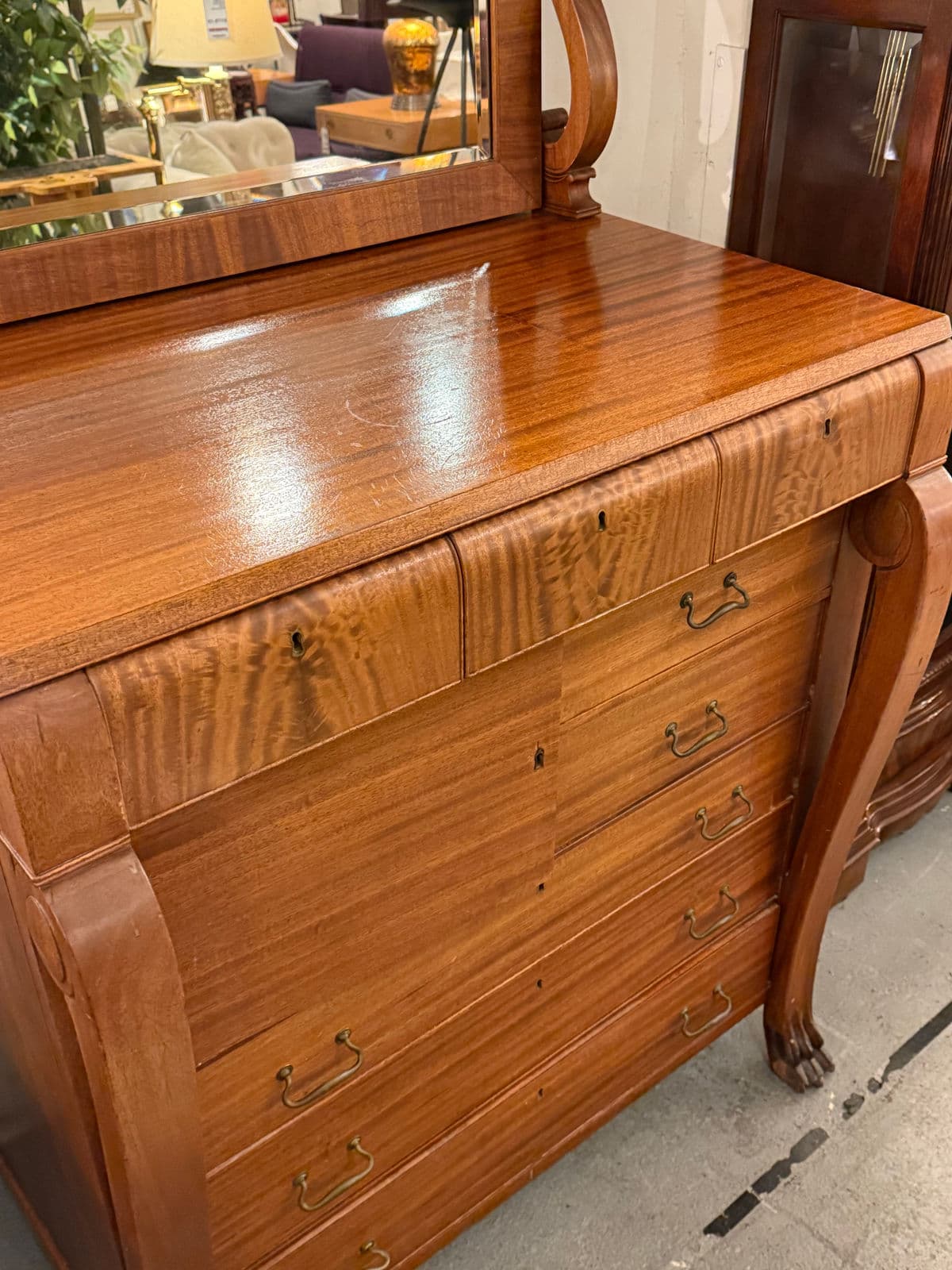 Antique Claw Foot Dresser + Mirror - Thumbnail 8