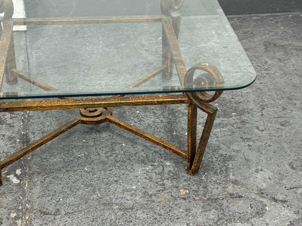 Vintage Post Modern Iron + Glass Coffee Table - Thumbnail 8