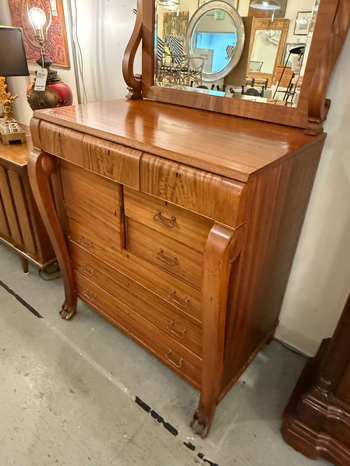 Antique Claw Foot Dresser + Mirror - Thumbnail 11