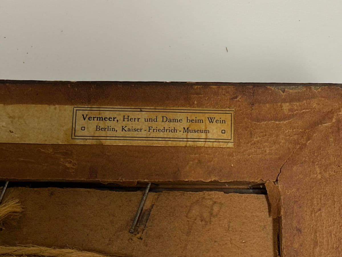 Antique Johannes Vermeer "The Glass of Wine" Print, Framed - Thumbnail 12