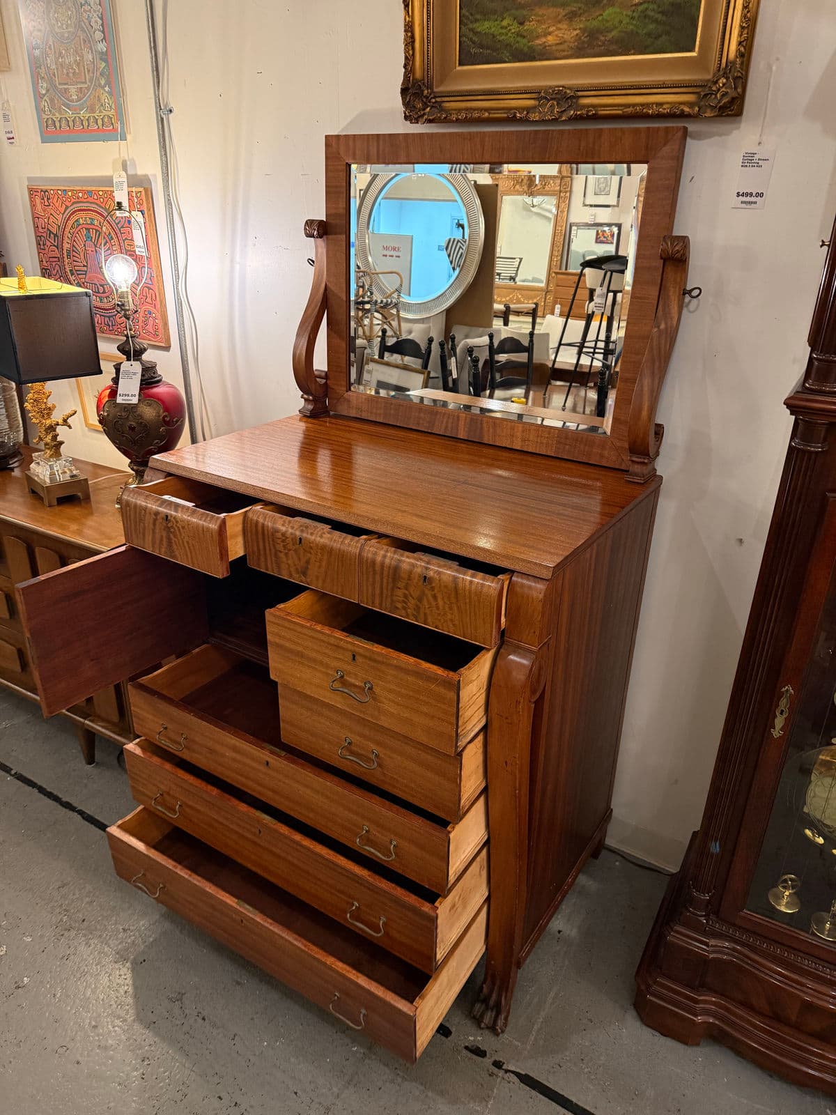 Antique Claw Foot Dresser + Mirror - Thumbnail 13