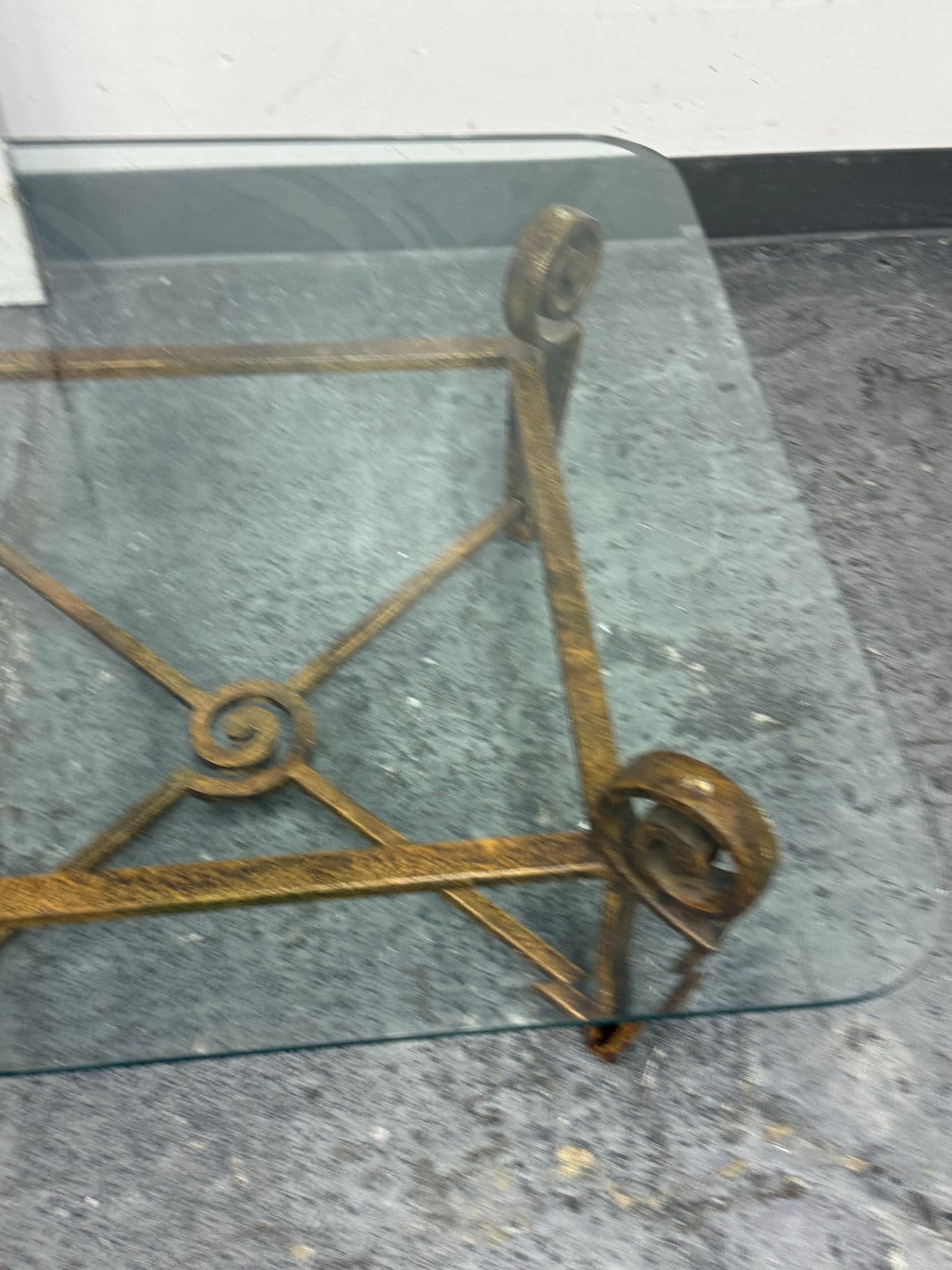 Vintage Post Modern Iron + Glass Coffee Table - Thumbnail 4