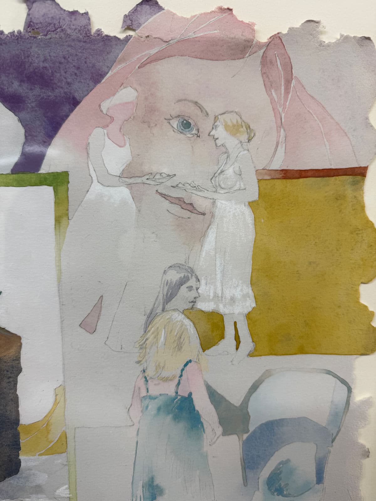 Bruce Bobick "Community Picnic" Original Watercolor Painting - Thumbnail 8