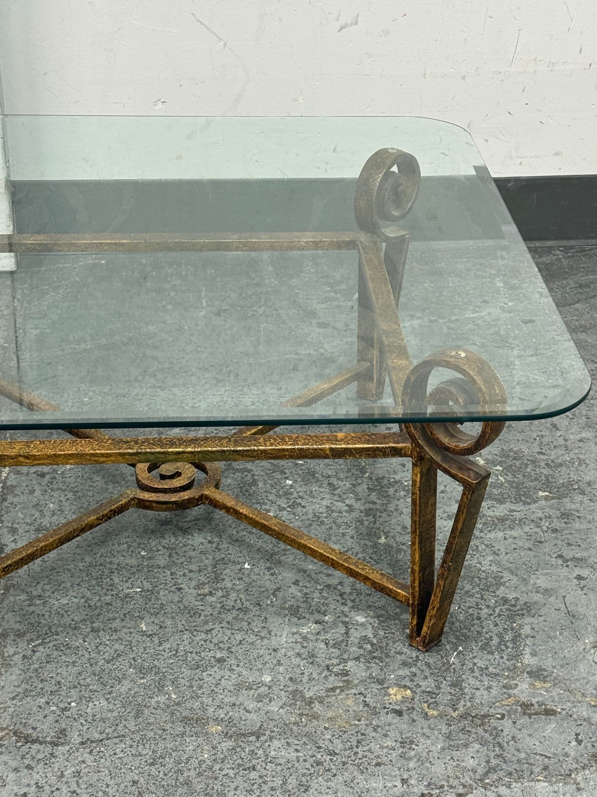 Vintage Post Modern Iron + Glass Coffee Table - Thumbnail 5