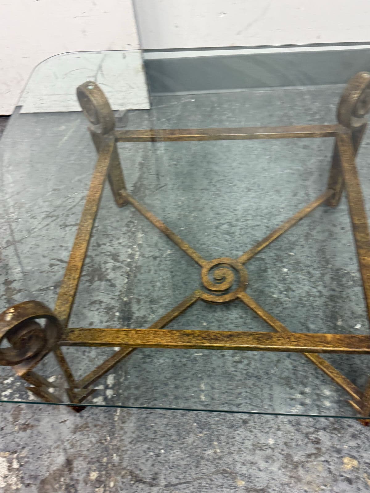 Vintage Post Modern Iron + Glass Coffee Table - Thumbnail 6