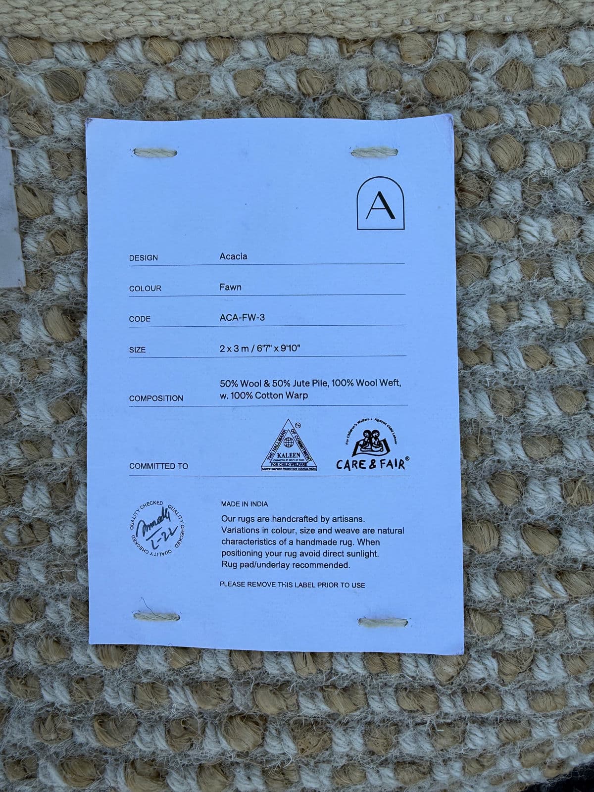 6ft8in × 10ft Armadillo Rugs Acacia Jute + Wool Area Rug - Thumbnail 13