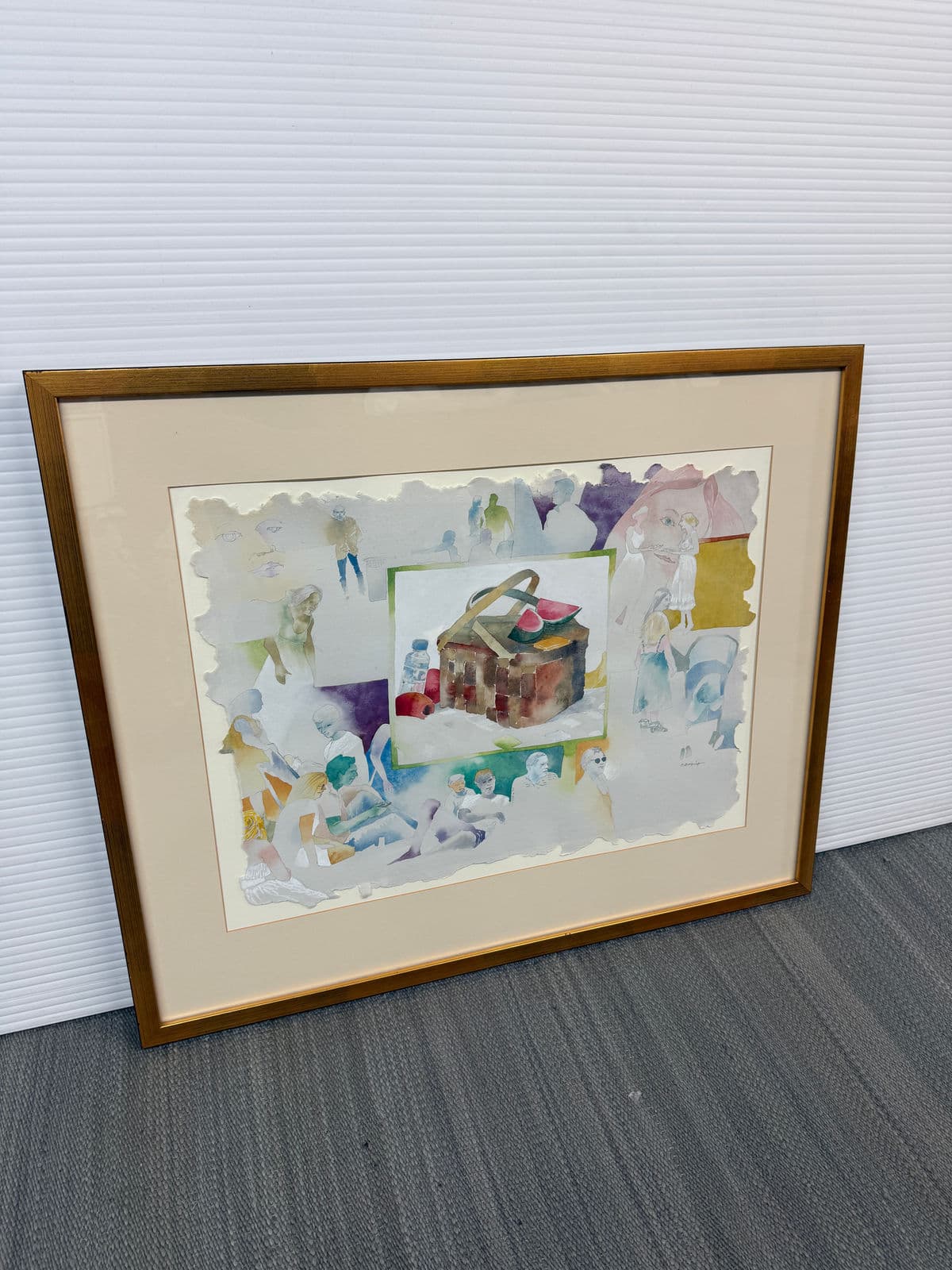 Bruce Bobick "Community Picnic" Original Watercolor Painting - Thumbnail 4