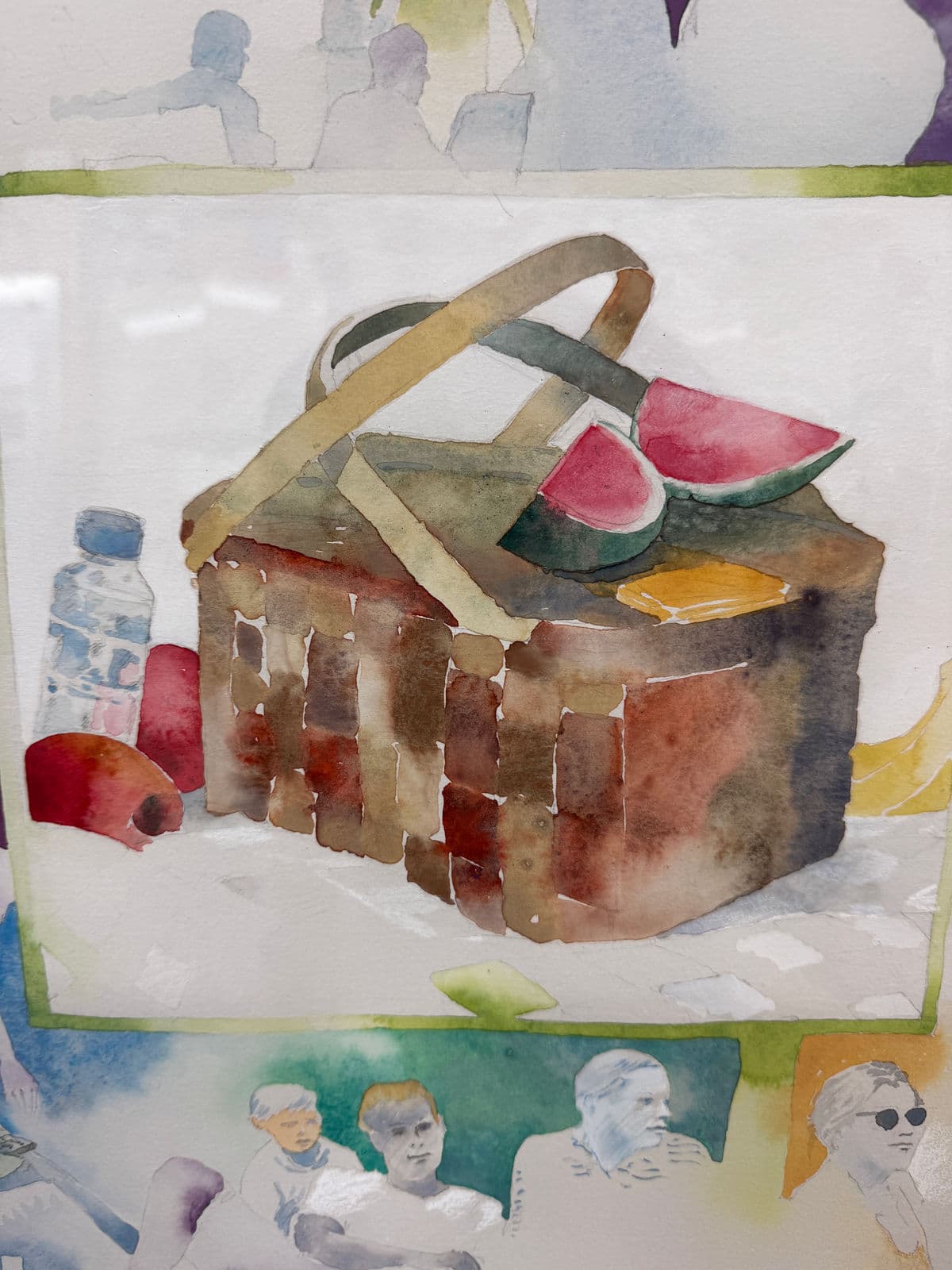 Bruce Bobick "Community Picnic" Original Watercolor Painting - Thumbnail 7