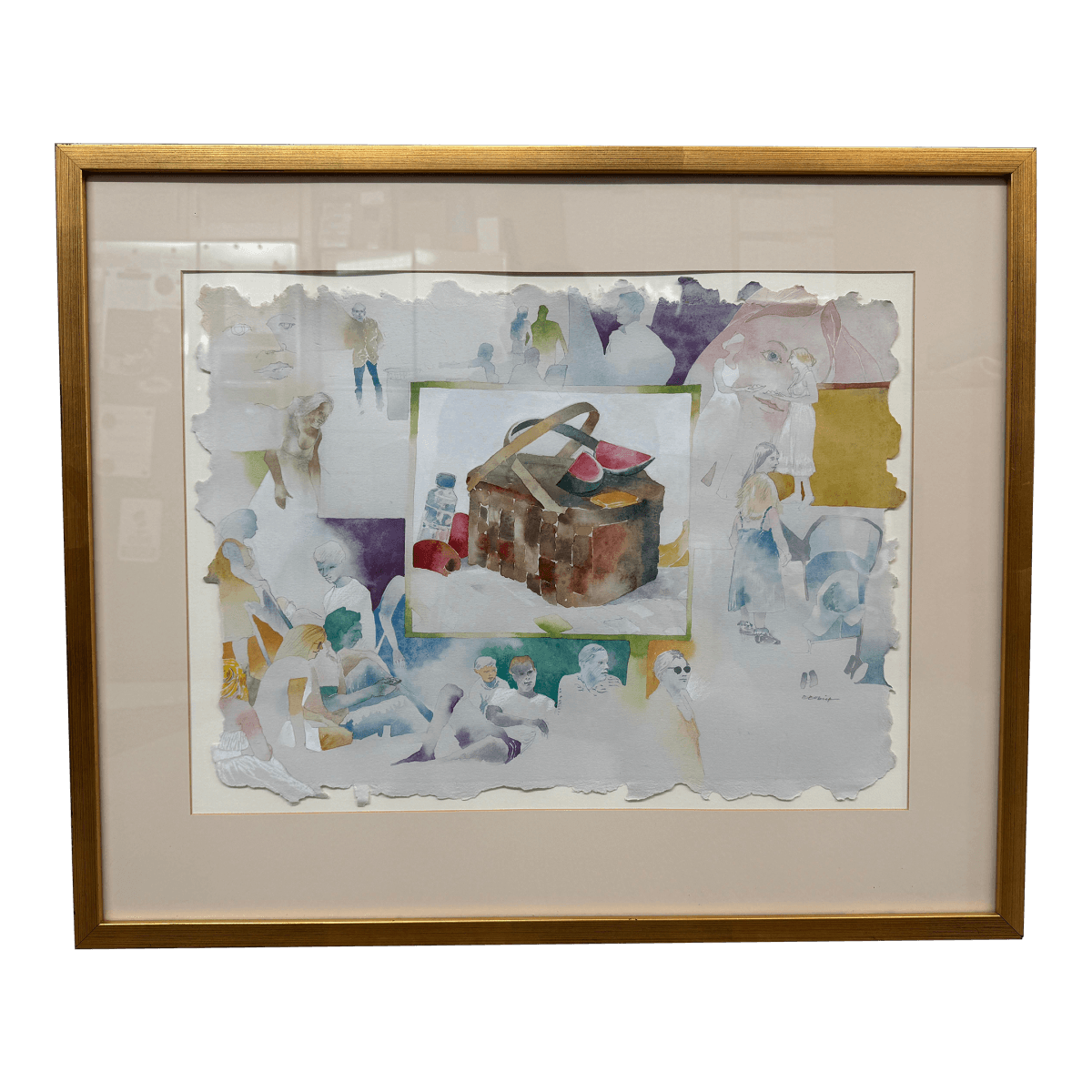 Bruce Bobick "Community Picnic" Original Watercolor Painting - Thumbnail 2