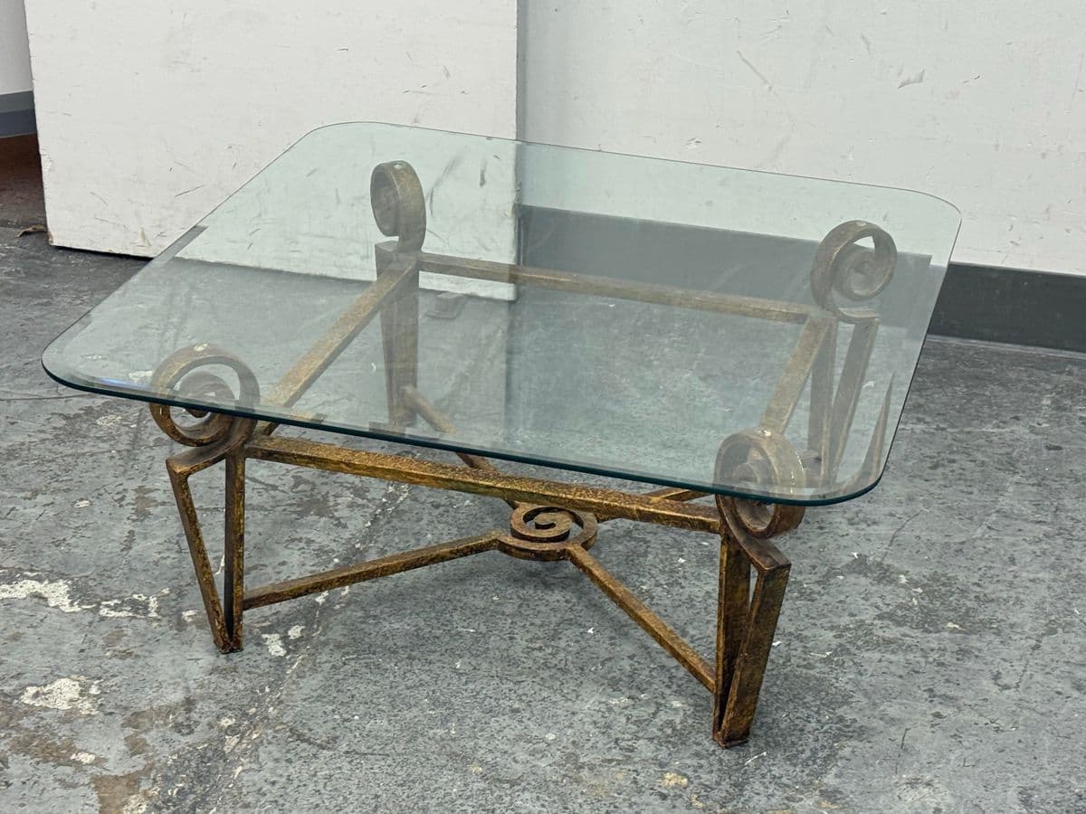 Vintage Post Modern Iron + Glass Coffee Table - Thumbnail 9