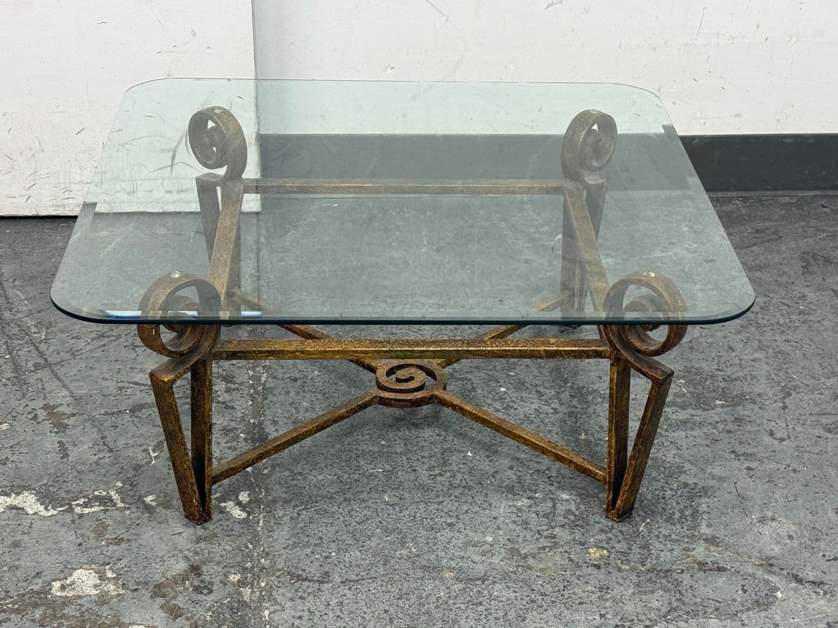 Vintage Post Modern Iron + Glass Coffee Table - Thumbnail 10