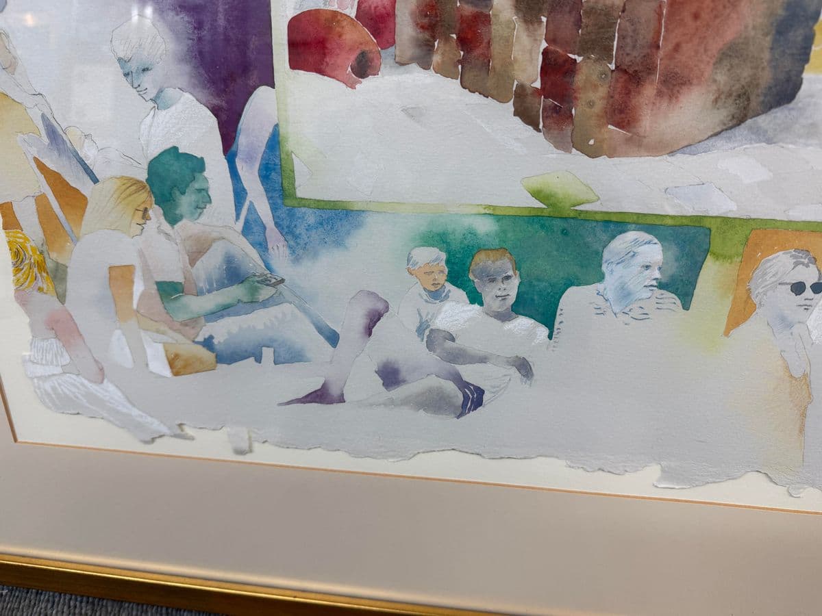 Bruce Bobick "Community Picnic" Original Watercolor Painting - Thumbnail 9