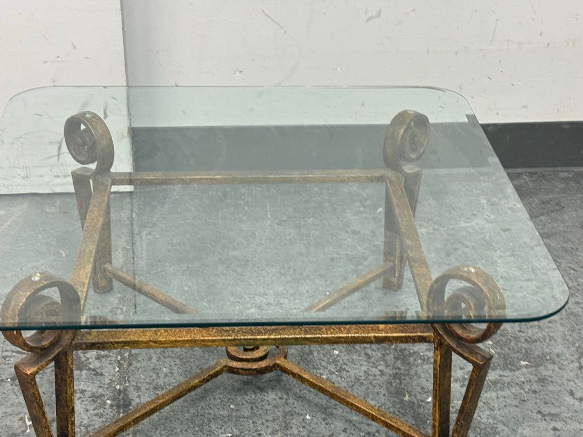 Vintage Post Modern Iron + Glass Coffee Table - Thumbnail 7